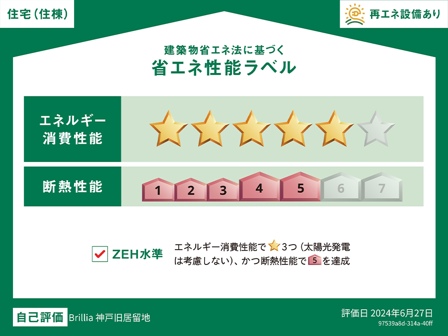 省エネ性能　エネルギー消費性能★5、断熱性能5